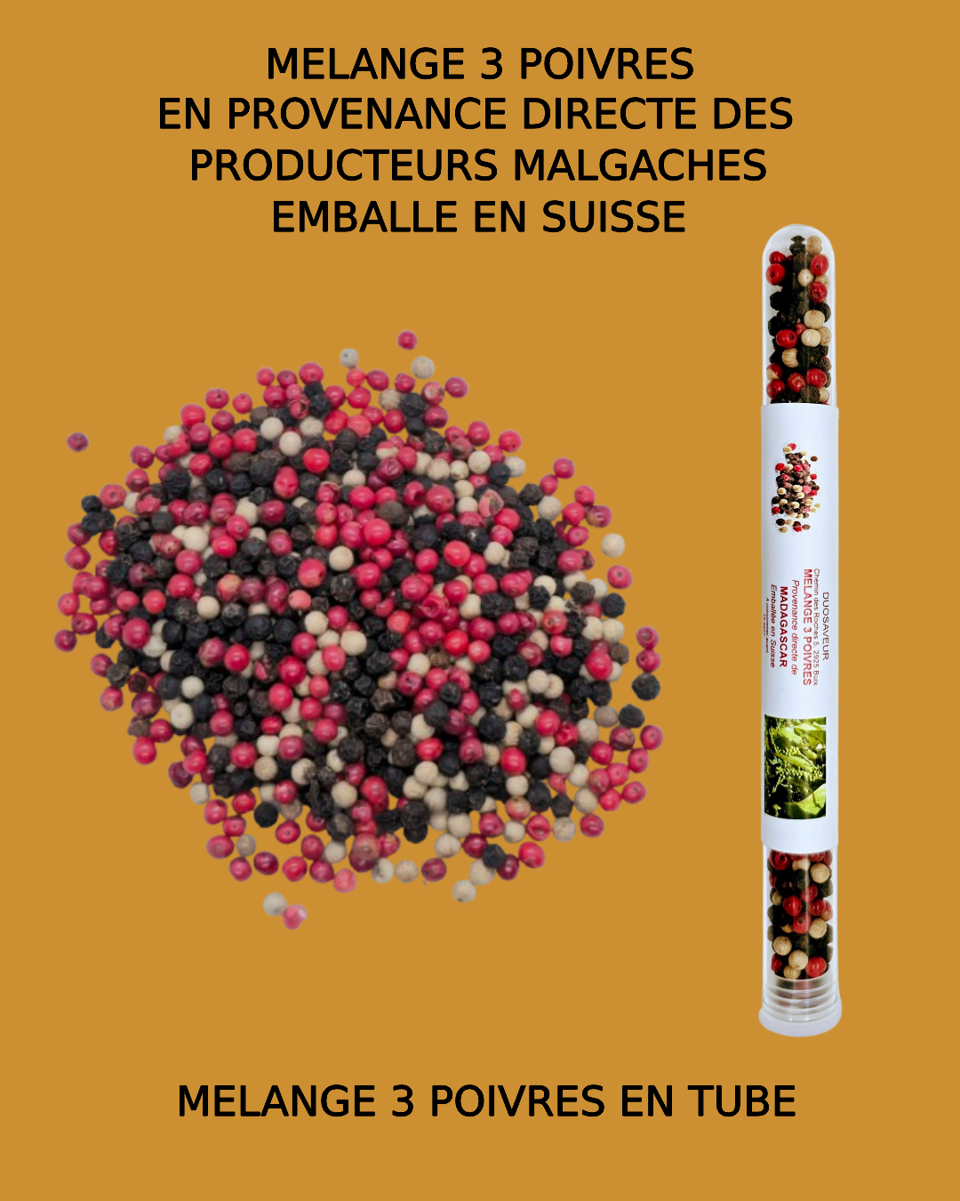 Mélange de 3 poivres : blanc, noir, rose