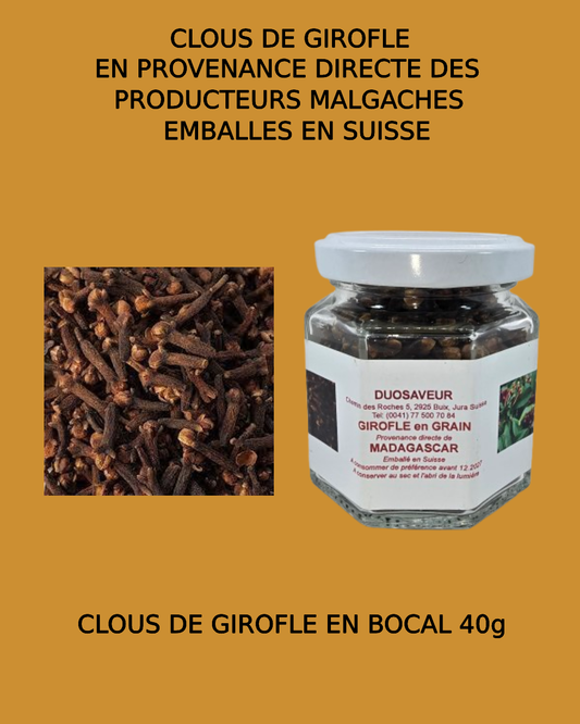 Clous de girofle naturels de Madagascar en bocal de 40g