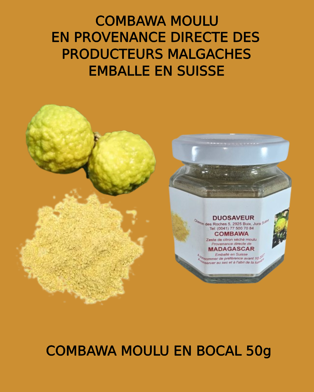 Combawa moulu naturel de Madagascar en bocal 40g