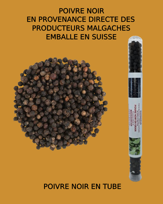 Poivre noir naturel de Madagascar en tube