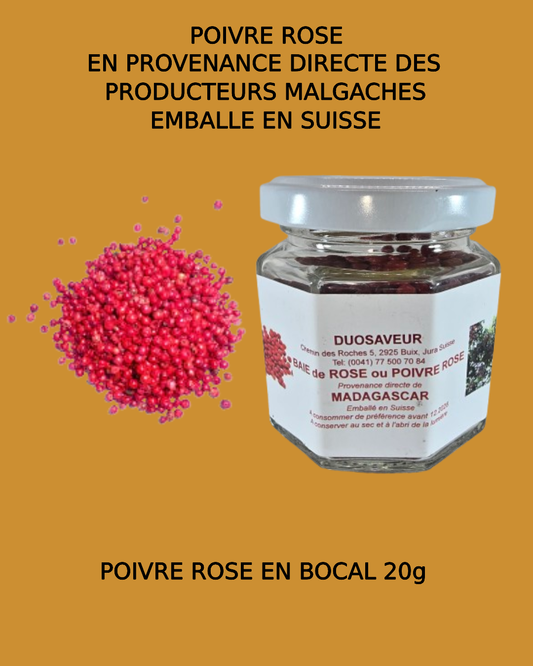 Poivre rose naturel de Madagascar en bocal de 20g