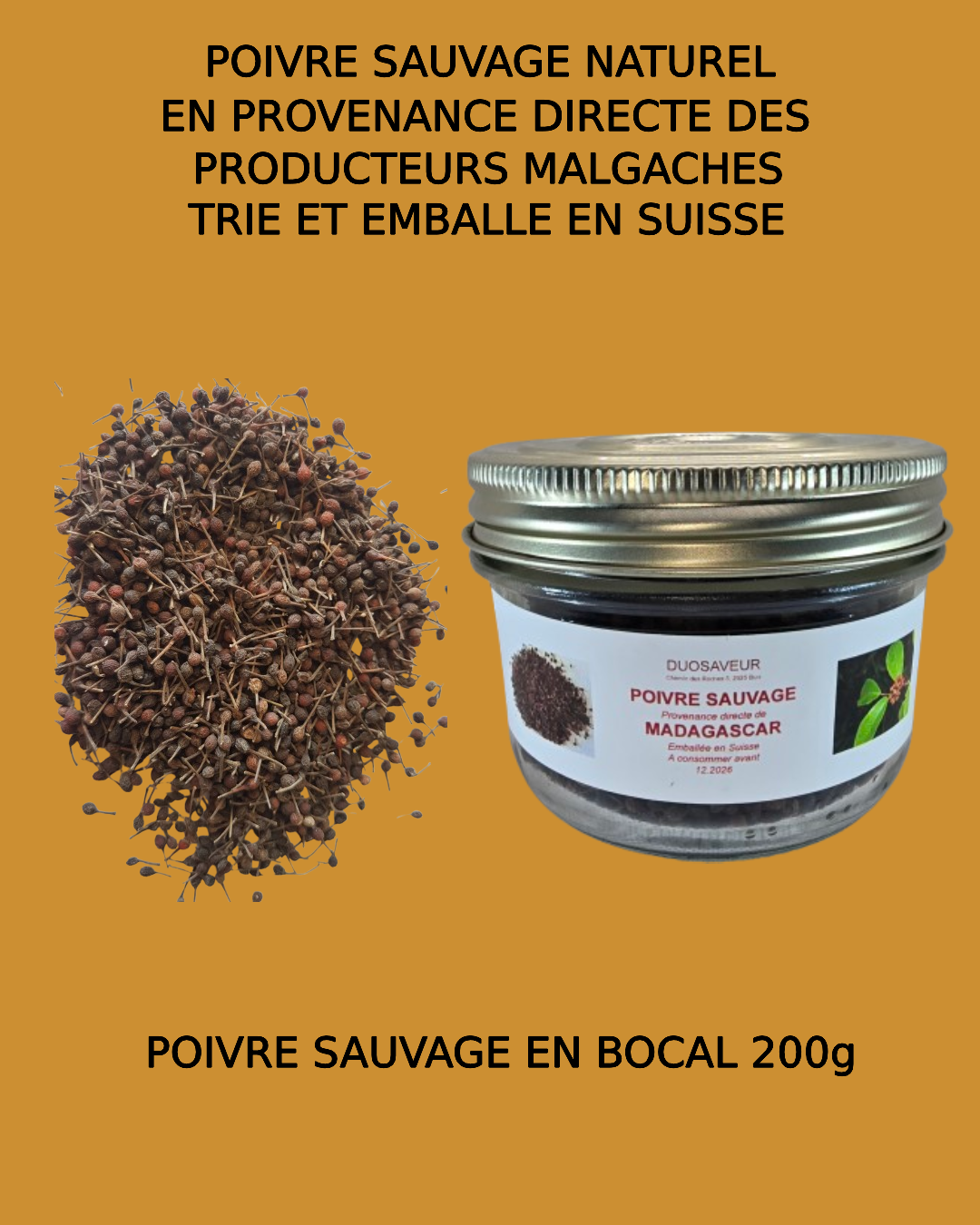 Poivre sauvage de Madagascar en bocal 200g